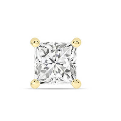 Certified Lab Grown Four Prong Princess Cut Single Diamond Stud Earring | 14K Yellow Gold 1 1/2 ct. tw.