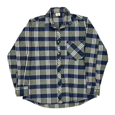 Red Head Checked Flannel Shirt - Medium Blue Cotton