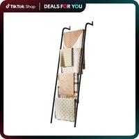 [dealsforyoudays] Blanket Ladder 4-Layer Towel Racks Wall-Leaning Blanket Holder Decorative Display Metal Ladder Shelf Stand ...