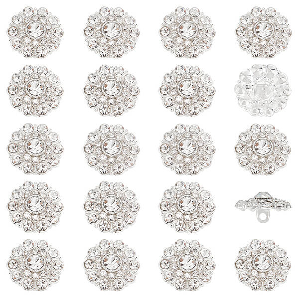 20Pcs 1-Hole Alloy Shank Buttons