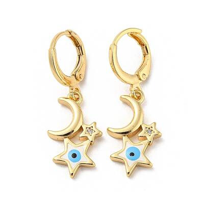 Real 18K Gold Plated Brass Dangle Leverback Earrings
