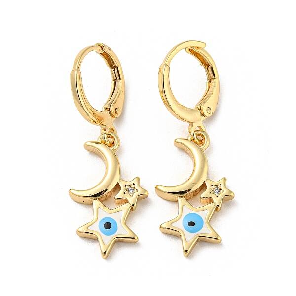 Real 18K Gold Plated Brass Dangle Leverback Earrings
