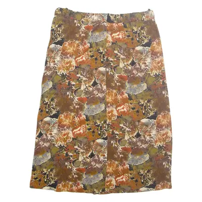 Womens A-Line Skirt Brown Midi Floral M