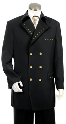 Canto Men's 2 Piece Military Fashion Suit with Shoulder Epaulettes