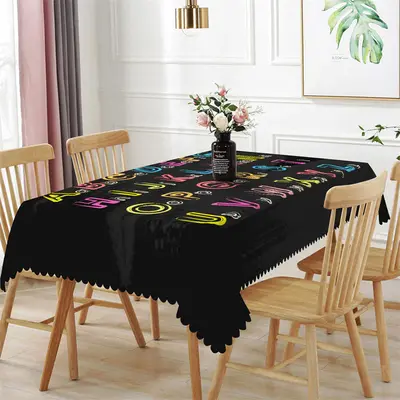 Colorful Letter Cool Black Rectangle Tablecloth - Aperturee