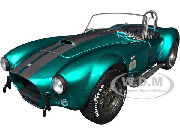 Shelby Cobra 427 MKII Teal Metallic with Gray Stripes Pink Slips Series 1/18 Diecast Model Car by Jada