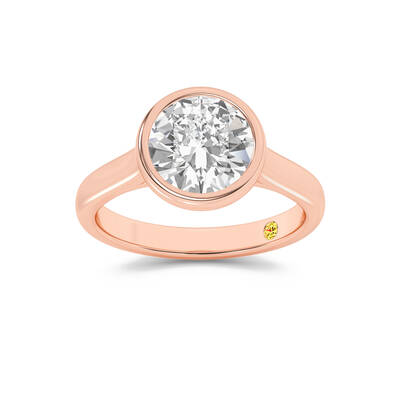 Secret Kiss Bezel Set Round Lab Grown Diamond Engagement Ring | 14K Rose Gold 3 1/2 CT. TW.
