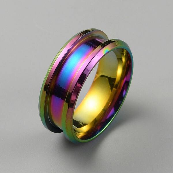 304 Stainless Steel Grooved Finger Ring Settings
