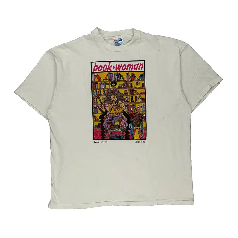 1989 Kiki Suarez Book Woman Hanes Graphic T-Shirt - XL White Cotton