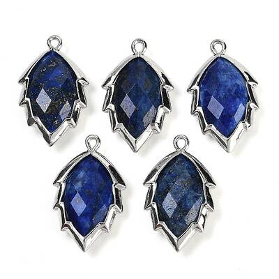 Natural Dyed Lapis Lazuli Faceted Leaf Pendants