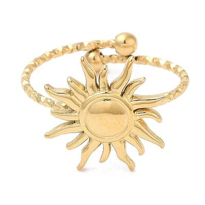 Ion Plating(IP) 304 Stainless Steel Sun Open Cuff Ring for Women