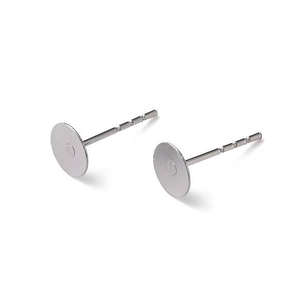 Tarnish Resistant 316 Surgical Stainless Steel Flat Round Blank Peg Stud Earring Settings