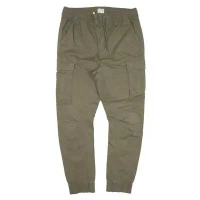 H&M Cargo Trousers Green Regular Tapered Womens W34 L28