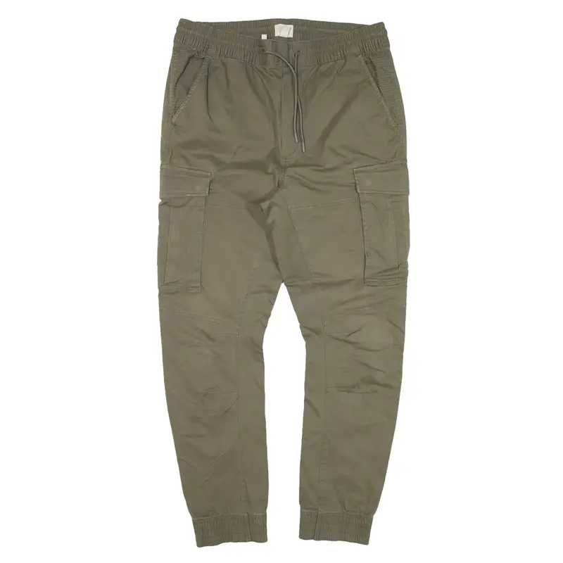 H&M Cargo Trousers Green Regular Tapered Womens W34 L28