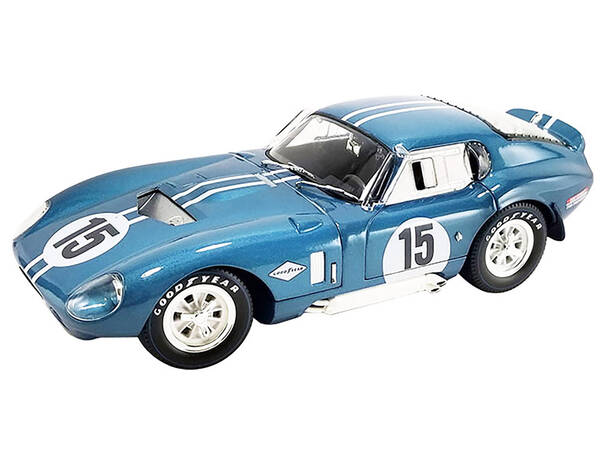 1964 Shelby Cobra Daytona Coupe #15 Dan Gurney for President Blue Metallic with White Stripes 1/18 Diecast Model Car by ACME