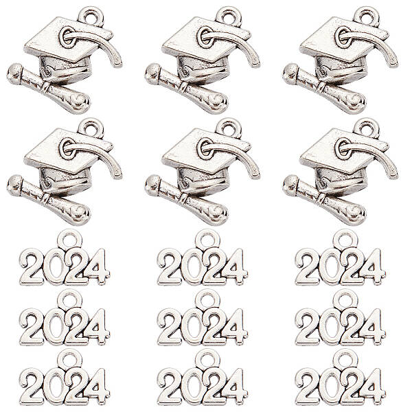 100Pcs 2 Styles Tibetan Style Alloy Charms