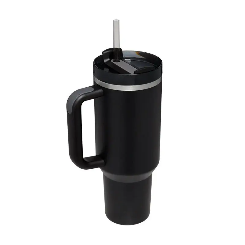 40 Oz Tumbler With Handle Straw Insulated, Stainless Steel Spill Proof Vacuum Coffee Cup Tumbler With Lid Tapered Mug Gifts F...