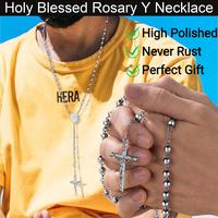 FaithHeart Holy Blessed Rosary Y Necklace for Women Men