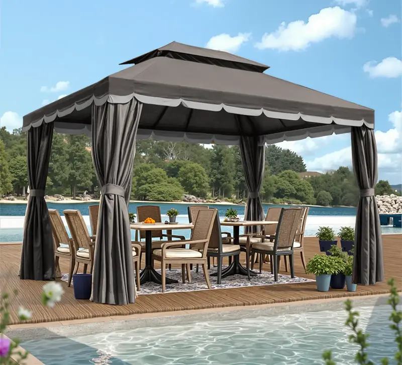 Outdoor Gazebo for Patio, 10x13 Gazebo Canopy Tent with Mosquito Netting & Curtains, Party Tent Shelter with Waterproof Sunsh...
