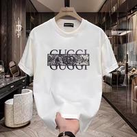 Printed T-shirt short-sleeved men's 2025 new Summer casual trend, slim and high-end style, black base layer, half-sleeve