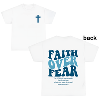 Faith Over Fear Christian Bible Verse Print Crew Neck T-Shirt Comfort Short Sleeve Cotton casual Teeshirt for Women