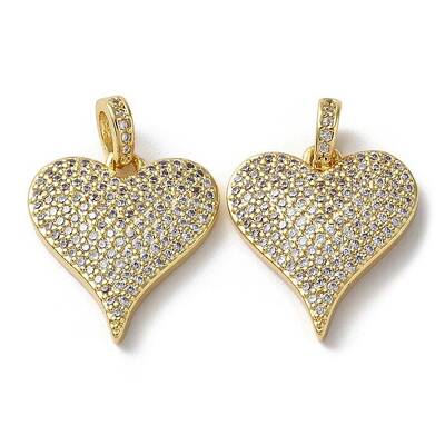 Rack Plating Clear Brass Micro Pave Cubic Zirconia Pendants