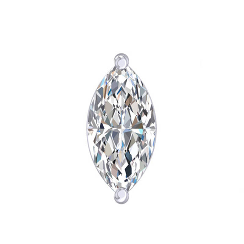 Certified Lab Grown Four Prong Marquise Cut Single Diamond Stud Earring | 14K Yellow Gold 1 1/2 ct. tw.