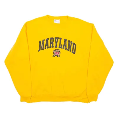 CHAMPION Maryland University Mens Sweatshirt Yellow USA L