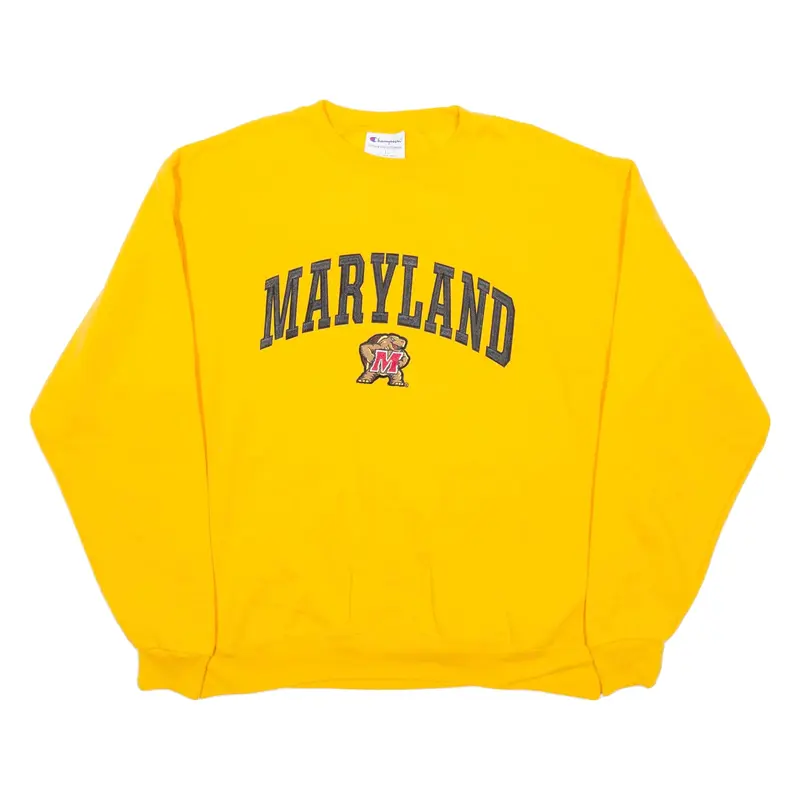 CHAMPION Maryland University Mens Sweatshirt Yellow USA L