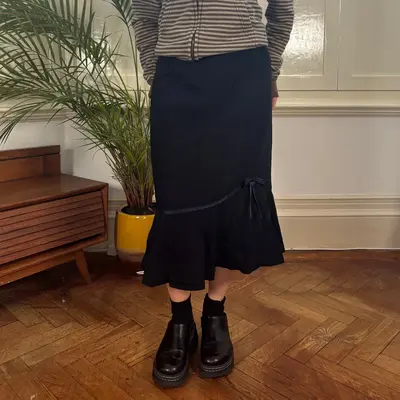 Unbranded Midi Skirt - 30W UK 10 Navy Viscose Blend