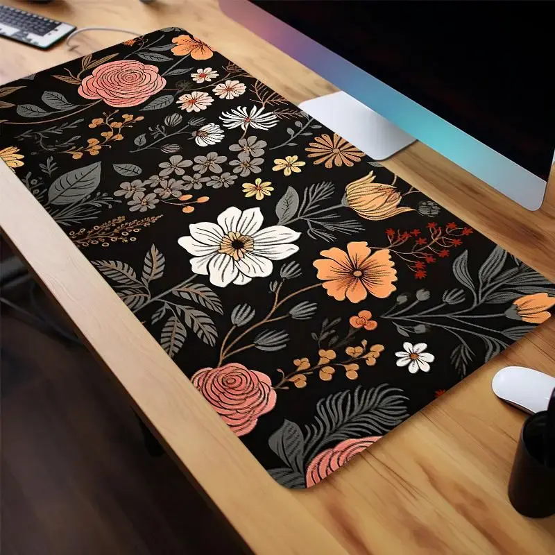 Creative Floral Pattern Mouse Pads, 1 Count Rectangle Gaming Mouse Pad, Office Keyboard Pad, Non-slip Computer Mat for Office...