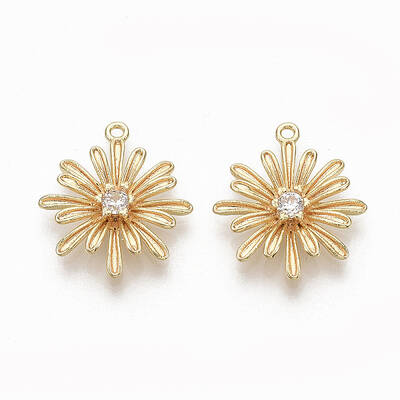 Brass Micro Pave Clear Cubic Zirconia Pendants