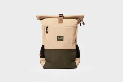 The Everyday Backpacks - The #1 weatherproof hemp bag | Color: Beige and Green