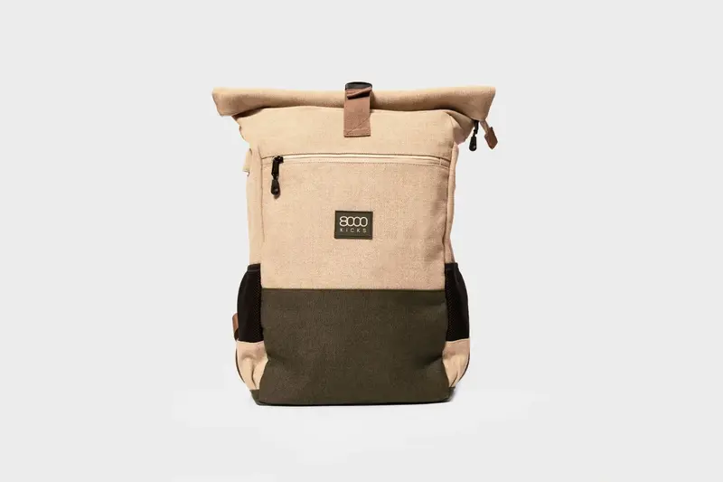 The Everyday Backpacks - The #1 weatherproof hemp bag | Color: Beige and Green