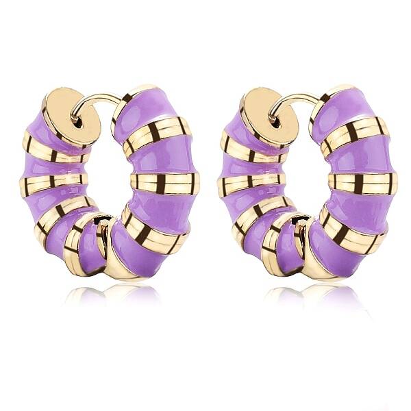 Enamel Striped Thick Hoop Earrings