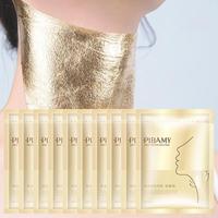 Gold Neck Mask, 10pcs/set Moisturizing Neck Care Mask, Hydrating Neck Skin Care Mask, Facial Care for Women, Neck Firming Cre...