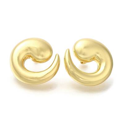 Rack Plating Big Conch Snail Brass Stud Earrrings