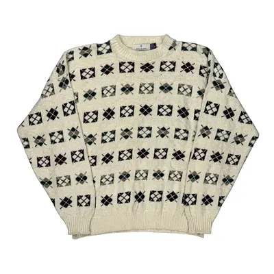 Bill Blass Jumper - XL Cream Acrylic Blend