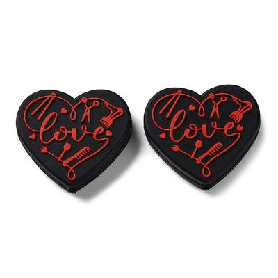 Food Grade Heart with Word Love Silicone Focal Beads
