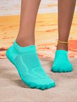 Women's Solid Color Contrast Mesh Water Shoes, Lightweight Breathable Barefoot Shoes for Beach Swimming Pool, Outdoor Sports ...