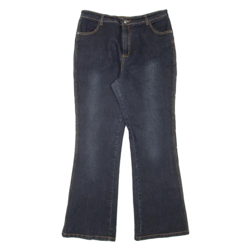 TEMCHE Floral Womens Jeans Blue Regular Bootcut W32 L31