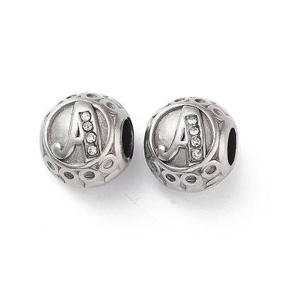 304 Stainless Steel Rhinestone European Beads