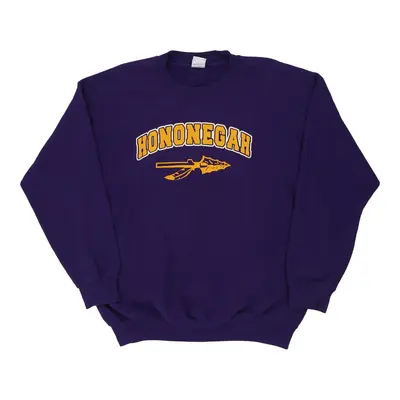 Hononegah Gildan Graphic Sweatshirt - Large Purple Cotton Blend