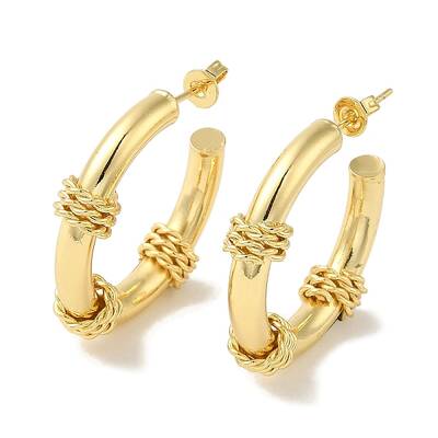 Rack Plating Ring Brass Stud Earrings for Women