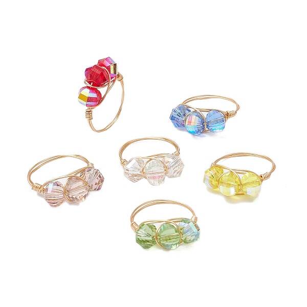 Transparent Electroplate Glass Beads with Eco-Friendly Copper Wire Rings