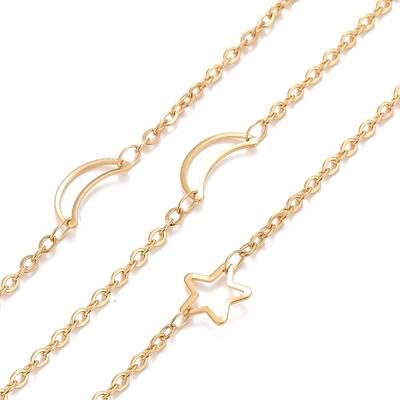 PVD Vacuum Plating 304 Stainless Steel Moon and Star Link Chains