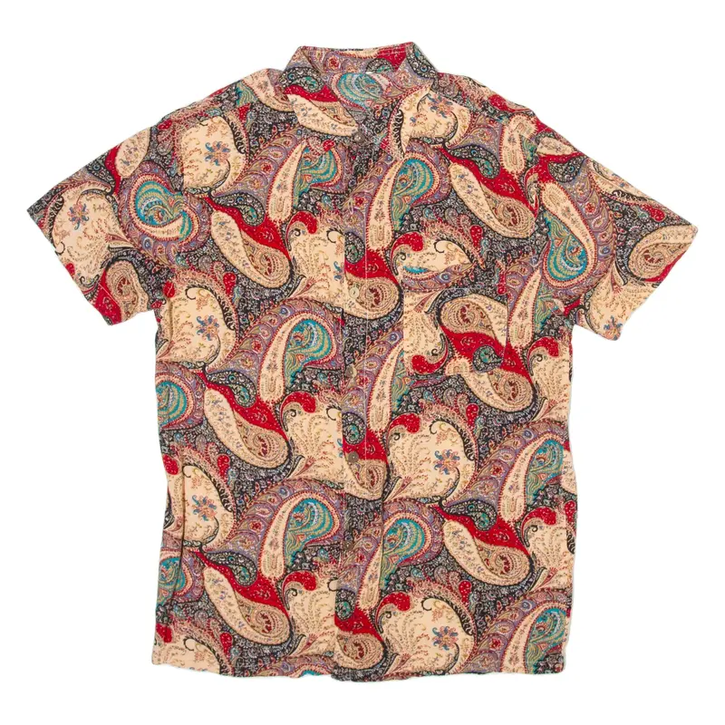 Mens Shirt Beige Paisley S