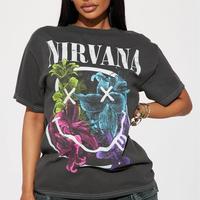 Nirvana-Nirvana Rainbow Floral Smiley Tee, Gift For Woman and Man Unisex T-Shirt.