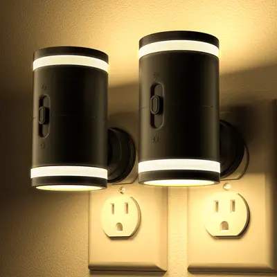 KINDEEP Night Light Plug in, Dusk to Dawn Sensor, Soft White 3000K, 1-120LM Adjustable Brightness, Dimmable Night Lights for ...