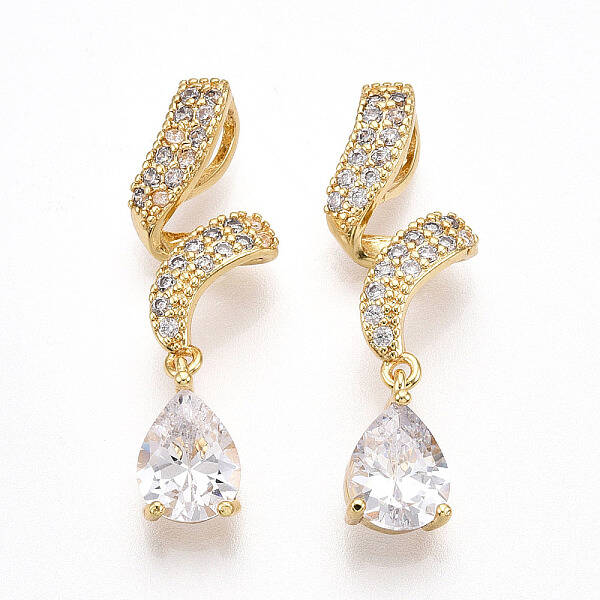 Brass Micro Pave Cubic Zirconia Pendants